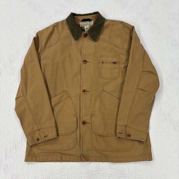 L.L. Bean Other - LL Bean Jacket Mens Size Large Tan Canvas Barn Chore Coat Corduroy Cuffs